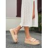 imageCoutgo Womens Platform Sandals Raffia Espadrilles Metal Chain Slip on Open Toe Cute Beach Slide SandalsBeige