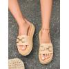 imageCoutgo Womens Platform Sandals Raffia Espadrilles Metal Chain Slip on Open Toe Cute Beach Slide SandalsBeige