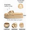imageCoutgo Womens Platform Sandals Raffia Espadrilles Metal Chain Slip on Open Toe Cute Beach Slide SandalsBeige