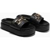 imageCoutgo Womens Platform Sandals Raffia Espadrilles Metal Chain Slip on Open Toe Cute Beach Slide SandalsBlack
