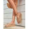 imageCoutgo Womens Platform Sandals Raffia Espadrilles Metal Chain Slip on Open Toe Cute Beach Slide SandalsCoffee