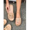 imageCoutgo Womens Platform Sandals Raffia Espadrilles Metal Chain Slip on Open Toe Cute Beach Slide SandalsCoffee