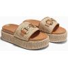 imageCoutgo Womens Platform Sandals Raffia Espadrilles Metal Chain Slip on Open Toe Cute Beach Slide SandalsKhaki