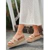 imageCoutgo Womens Platform Sandals Raffia Espadrilles Metal Chain Slip on Open Toe Cute Beach Slide SandalsKhaki