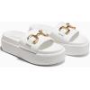 imageCoutgo Womens Platform Sandals Raffia Espadrilles Metal Chain Slip on Open Toe Cute Beach Slide SandalsWhite