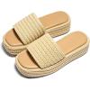 imageCoutgo Womens Platform Sandals Raffia Espadrilles Slip on Open Toe Cute Boho Summer Beach Slide SandalsApricot Raffia