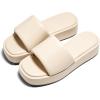 imageCoutgo Womens Platform Sandals Raffia Espadrilles Slip on Open Toe Cute Boho Summer Beach Slide SandalsBeige Pu