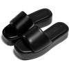 imageCoutgo Womens Platform Sandals Raffia Espadrilles Slip on Open Toe Cute Boho Summer Beach Slide SandalsBlack Pu