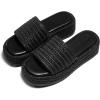 imageCoutgo Womens Platform Sandals Raffia Espadrilles Slip on Open Toe Cute Boho Summer Beach Slide SandalsBlack Raffia