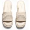 imageCoutgo Womens Platform Sandals Raffia Espadrilles Slip on Open Toe Cute Boho Summer Beach Slide SandalsOff White Raffia