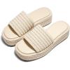 imageCoutgo Womens Platform Sandals Raffia Espadrilles Slip on Open Toe Cute Boho Summer Beach Slide SandalsOff White Raffia