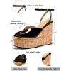 imageCoutgo Womens Platform Wedge Sandals Cork Dressy Peep Toe Ankle Buckle Strap High Heels Summer ShoesBlack