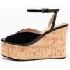 imageCoutgo Womens Platform Wedge Sandals Cork Dressy Peep Toe Ankle Buckle Strap High Heels Summer ShoesBlack
