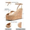 imageCoutgo Womens Platform Wedge Sandals Cork Dressy Peep Toe Ankle Buckle Strap High Heels Summer ShoesKhaki