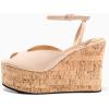 imageCoutgo Womens Platform Wedge Sandals Cork Dressy Peep Toe Ankle Buckle Strap High Heels Summer ShoesNude Pink