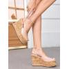 imageCoutgo Womens Platform Wedge Sandals Cork Dressy Peep Toe Ankle Buckle Strap High Heels Summer ShoesNude Pink