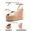 imageCoutgo Womens Platform Wedge Sandals Cork Dressy Peep Toe Ankle Buckle Strap High Heels Summer ShoesNude Pink
