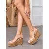 imageCoutgo Womens Platform Wedge Sandals Cork Dressy Peep Toe Ankle Buckle Strap High Heels Summer ShoesTransparent