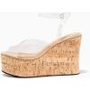 imageCoutgo Womens Platform Wedge Sandals Cork Dressy Peep Toe Ankle Buckle Strap High Heels Summer ShoesTransparent