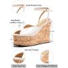 imageCoutgo Womens Platform Wedge Sandals Cork Dressy Peep Toe Ankle Buckle Strap High Heels Summer ShoesWhite