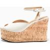 imageCoutgo Womens Platform Wedge Sandals Cork Dressy Peep Toe Ankle Buckle Strap High Heels Summer ShoesWhite