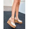 imageCoutgo Womens Platform Wedge Sandals Cork Dressy Peep Toe Ankle Buckle Strap High Heels Summer ShoesWhite