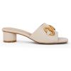 imageCoutgo Womens Slide Sandals Square Open Toe Slip on Comfortable Mules Block Low Heel Metal Chain Dressy ShoesBeige Grey