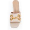 imageCoutgo Womens Slide Sandals Square Open Toe Slip on Comfortable Mules Block Low Heel Metal Chain Dressy ShoesBeige Grey