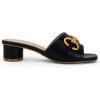 imageCoutgo Womens Slide Sandals Square Open Toe Slip on Comfortable Mules Block Low Heel Metal Chain Dressy ShoesBlack