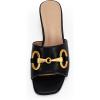 imageCoutgo Womens Slide Sandals Square Open Toe Slip on Comfortable Mules Block Low Heel Metal Chain Dressy ShoesBlack