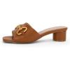 imageCoutgo Womens Slide Sandals Square Open Toe Slip on Comfortable Mules Block Low Heel Metal Chain Dressy ShoesBrown