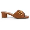 imageCoutgo Womens Slide Sandals Square Open Toe Slip on Comfortable Mules Block Low Heel Metal Chain Dressy ShoesBrown