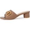 imageCoutgo Womens Slide Sandals Square Open Toe Slip on Comfortable Mules Block Low Heel Metal Chain Dressy ShoesDark Khaki