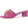 imageCoutgo Womens Slide Sandals Square Open Toe Slip on Comfortable Mules Block Low Heel Metal Chain Dressy ShoesFuchsia