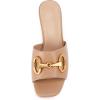 imageCoutgo Womens Slide Sandals Square Open Toe Slip on Comfortable Mules Block Low Heel Metal Chain Dressy ShoesKhaki