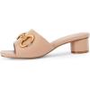 imageCoutgo Womens Slide Sandals Square Open Toe Slip on Comfortable Mules Block Low Heel Metal Chain Dressy ShoesLight Khaki