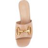 imageCoutgo Womens Slide Sandals Square Open Toe Slip on Comfortable Mules Block Low Heel Metal Chain Dressy ShoesLight Khaki