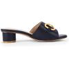 imageCoutgo Womens Slide Sandals Square Open Toe Slip on Comfortable Mules Block Low Heel Metal Chain Dressy ShoesNavy