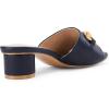 imageCoutgo Womens Slide Sandals Square Open Toe Slip on Comfortable Mules Block Low Heel Metal Chain Dressy ShoesNavy