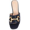 imageCoutgo Womens Slide Sandals Square Open Toe Slip on Comfortable Mules Block Low Heel Metal Chain Dressy ShoesNavy
