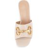 imageCoutgo Womens Slide Sandals Square Open Toe Slip on Comfortable Mules Block Low Heel Metal Chain Dressy ShoesNude