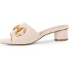 imageCoutgo Womens Slide Sandals Square Open Toe Slip on Comfortable Mules Block Low Heel Metal Chain Dressy ShoesNude