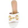 imageCoutgo Womens Slide Sandals Square Open Toe Slip on Comfortable Mules Block Low Heel Metal Chain Dressy ShoesWhite