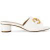 imageCoutgo Womens Slide Sandals Square Open Toe Slip on Comfortable Mules Block Low Heel Metal Chain Dressy ShoesWhite