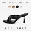 imageCoutgo Womens Thong Heels Mules Square Toe Heeled Flip Flops Mule Sexy Stiletto Dress Party SandalsBlack