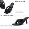imageCoutgo Womens Thong Heels Mules Square Toe Heeled Flip Flops Mule Sexy Stiletto Dress Party SandalsBlack