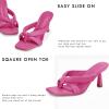imageCoutgo Womens Thong Heels Mules Square Toe Heeled Flip Flops Mule Sexy Stiletto Dress Party SandalsHotpink