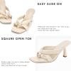 imageCoutgo Womens Thong Heels Mules Square Toe Heeled Flip Flops Mule Sexy Stiletto Dress Party SandalsNude