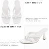 imageCoutgo Womens Thong Heels Mules Square Toe Heeled Flip Flops Mule Sexy Stiletto Dress Party SandalsWhite
