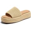 imageCoutgo Womens Platform Sandals Raffia Espadrilles Slip on Open Toe Cute Boho Summer Beach Slide SandalsApricot Raffia